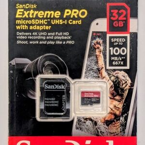 SanDisk Extreme PRO microSDHC Memory Card Plus SD Adapter